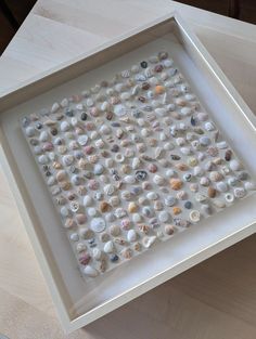 Shell Memory Craft, Shells In Frame, Seashell Shadow Box Ideas, Art With Shells Seashells, Shell Pictures Ideas Seashells, How To Display Shells, She’ll Crafts, Shell Shadow Box Ideas