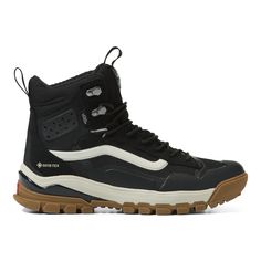 Black/ Bone W/ Gum Soles Unisex Men’s Size 7.5/ Women’s Size 9 Goretex - Made For The Elements Rain/ Snow/ Hiking High Top Sneaker Boot Nwt (Box Not Included) Vans Aesthetic, Vans Ultrarange, Futuristic Shoes, Vans Store, Vans Black And White, Black Vans, Mens Fashion Casual Outfits, Vans Black, Snowboard Boots