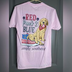 Supercute Pink Cotton T-shirt With Dog Print, Simply Southern Shirts, Southern Shirts, Dogs Tee, Pink Dog, Simply Southern, Things To Buy, Tee Shirt, Tee Shirts