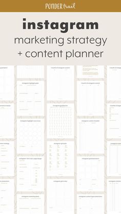 the instagramm marketing strategy and content planner is shown in white with gold accents