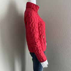 J.CrewStyle 97326US Women's Size XSFull zip red down puffer jacket with outside zip pockets. The red is actually a little more faded in color in real life than it photographs. Good condition. Please see pictures for material content and details. Shoulder | 15 inches seam to seam straight across back of the jacketSleeve | 30 inches center back of the jacket to the end of the cuffLength | 21 inches center base of the back of the collar to the end of the jacketChest Circumference | 18.5 inches x 2 = 37 Please note that color may vary a small amount because of my lighting. If you have questions please ask and I would be happy to help! -Michelle Red Winter Outerwear With Zipper, Red Winter Outerwear With Zipper Closure, Red Puffer Jacket With Pockets, Red Zip Fly Outerwear For Fall, Fall Red Nylon Puffer Jacket, Red Puffer Jacket With Zipper For Fall, Long Sleeve Quilted Down Jacket With Zipper, Red Puffer Jacket With Zipper Closure For Fall, Red Nylon Puffer Jacket For Fall