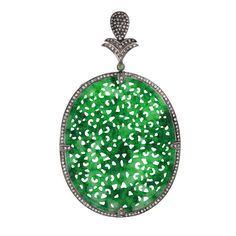 This bold oval shape dark green carved Jade pendant with pave diamonds around and a simple motif on top with openable bayle with a lock is lovely. This necklace doesn't come with any chain/necklace. 18Kt: 0.79g Diamond: 1.82Ct Silver: 8.48g JADE: 52.95Ct Simple Motif, Chinese Jewelry, Carved Jade, Silver Jewelry Pendant, Jade Carving, Jade Jewelry, Ornaments Design, Jade Pendant, Moon Stone