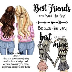 two girls with long hair and the words best friends are hard to find