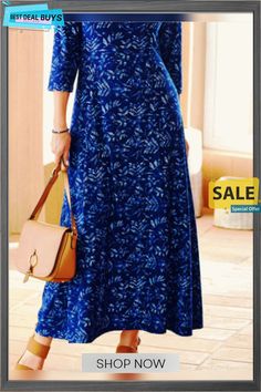 Casual Plants Leaf Autumn Natural A-line Regular Medium Elasticity Dress for Women Blue Non-stretch A-line Maxi Dress, Blue A-line Non-stretch Maxi Dress, Blue A-line Maxi Dress For Fall, Casual Long Dresses, Casual Long Dress, Long Dress Casual, Shop Maxi Dresses, Long Dresses, Dress For Women