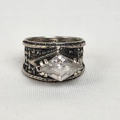 See last photo for length or size measurements, compare our measurements to something in your jewelry box to know if this piece will work for you. ❤Please check out my other listings❤   ️I'm available for questions 📫 All orders are shipped within 24 hours Mon-Fri ✨Fashion is our armor, dress well and face the world confident✨ Vintage Cubic Zirconia Ring Stamped 925, Vintage Cubic Zirconia Jewelry Stamped 925, Vintage Sterling Silver Diamond Ring With Vs Clarity, Vintage Silver White Topaz Jewelry, Armor Dress, Dress Well, Drawing Stuff, Shiny Things, Filigree Ring