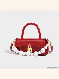 BagForLove - Bag design senior texture pearl accessories lock fashion handbag shoulder crossbody Elegant Satchel Shoulder Bag With Lock, Elegant Red Bags With Lock, Elegant Crossbody Bag With Lock, Chic Rectangular Shoulder Bag With Lock, Red Top Handle Bag With Lock, Chic Rectangular Bag With Lock, Daily Use Top Handle Shoulder Bag With Lock, Elegant Satchel With Lock For Shopping, Chic Satchel Shoulder Bag With Lock