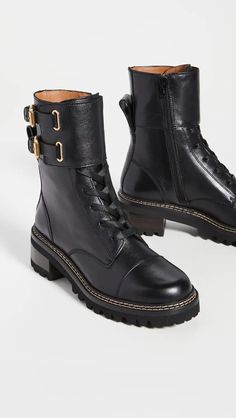 See by Chloe Mallory Boots | Shopbop Chloe Mallory Boots, Dresses With Tights And Boots, Stylish Travel Outfit, Stylish Spring Outfit, Chloe Boots, Chloe Shoes, Tights And Boots, See By Chloe, Lug Sole