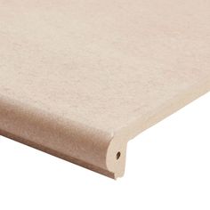 a close up view of the bottom edge of a beige table cloth on a white background