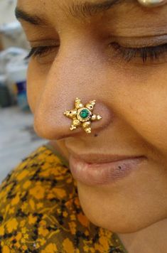 18k gold nose stud ECL nosepin vintage antique old tribal bellydance jewelry Facial Jewelry, Bellydance Jewelry, Big Nose Beauty, Mantra Bracelet, Belly Dance Jewelry, Gold Nose Stud, Big Nose, Silver Jewelry Earrings, Nose Rings