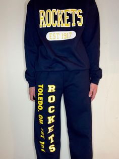 University of Toledo  Navy blue cuffed sweatpants  Navy blue crew neck Handmade items Blue Cotton Sweatpants With Ribbed Cuffs, Blue Sporty Sweats With Letter Print, Blue Cotton Leisure Sweats, Casual Blue Sweats With Letter Print, Casual Blue Joggers With Elastic Cuffs, Blue Relaxed Fit Sweats With Letter Print, Blue Relaxed Fit Joggers With Ribbed Cuffs, Relaxed Fit Crew Neck Joggers For Leisure, Casual Blue Sweats For Sports Season