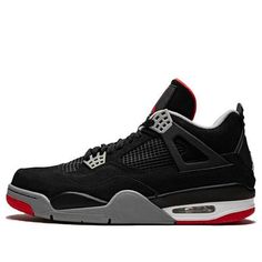 The Air Jordan 4 Retro 'Bred' is one of the most iconic sneakers of all time. Originally released in 1989, the sneaker was retro'd in 1999 and again in 2008. Now, the sneaker is back for another release in 2012. The sneaker features the same Black, Red, and Cement Grey colorway as its original release. The only difference is that the 2012 retro features a Jumpman logo on the heel instead of Nike Air branding. The Air Jordan 4 Retro 'Bred' is a must-have for any sneakerhead or Jordan fan. (AJ4/SNKR) Classic Jordan Shoes With Contrast Sole For Streetwear, Jordan Mid-top Shoes With Red Sole For Streetwear, Urban Air Jordan 4 With Boost Midsole For Streetwear, Air Jordan 4 Casual High-top Sneakers For Streetwear, Casual Air Jordan 4 Mid-top For Streetwear, Casual Air Jordan 4 High-top For Streetwear, Sporty Air Jordan 4 For Streetwear With Rubber Sole, Sporty Air Jordan 4 With Rubber Sole For Streetwear, Casual Mid-top Air Jordan 4 For Streetwear