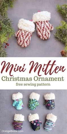 mini mittens christmas ornament free sewing pattern