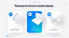 three different types of web design with the words research and create ideas