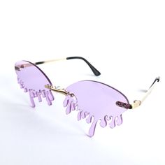 Lavender Drip Sunglasses. Lightweight And Delicate These Are Fun And Stylish For Fashion Or Costumes. Purple Party Sunglasses, Party Sunglasses With Purple Gradient Lenses, Purple Mirrored Sunglasses For Party, Purple Sunglasses With Gradient Lenses For Party, Party Purple Sunglasses With Gradient Lenses, Trendy Purple Rimless Sunglasses, Trendy Rimless Purple Sunglasses, Rimless Sunglasses For Spring Party, Spring Party Rimless Sunglasses