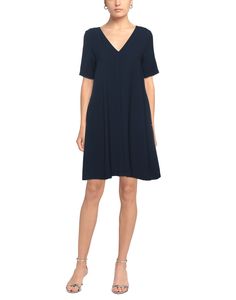 crepe, brand logo, solid color, v-neck, short sleeves, self-tie closure, unlined, multipockets, stretch , Color: Dark blue , Size: 2 Short Dress, Brand Logo, Clothing And Shoes, Dark Blue, Dresses For Work, Short Dresses, Size 2, Short Sleeves, Solid Color