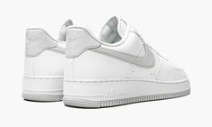 The Nike Air Force 1 Low “White/Pure Platinum” is a timeless, two-tone, white-and-grey colorway of the casual shoe by Nike.  The “White/Pure Platinum” edition of the classic Air Force 1 is an indirect replica of the Air Jordan 1’s original “Neutral Grey” colorway in that it features a crisp white leather base with contrasting grey Swoosh detailing and accents.  Like the “Neutral Grey,” this Air Force 1 has a Pure Platinum or grey leather heel tab, but with “Nike Air” and Swoosh embroidery.  Othe Adidas Yeezy Women, Nike Air Force 1 07, Nike Air Force 1 Low, Casual Shoe, Air Force 1 Low, Nike Air Force 1, Air Jordan 1, Nike Jordan, Nike Air Force Sneaker