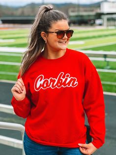 OMG!! Look how CUTE!! This Corbin Chenille Sweatshirt is a must!! The chenille makes everything POP! Support the Corbin Redhounds in this soft, comfy, and adorable sweatshirt!!! Unisex sizing and fit Size: Adult Small - Adult 3XL Available: Red + Grey SPECIAL CARE - WASHING INSTRUCTIONS: Hand washing and air drying are always best for these items. Wash on delicate, cold, and inside out. Always air dry to prevent lint from sticking to the letters and for longevity of your beautiful items! Red Sweatshirt For Game Day In Fall, Cute Red Crew Neck Sweatshirt, Red Casual Sweatshirt For Game Day, Casual Red Sweatshirt For Game Day, Cute Red Sweatshirt For Fall, Bag Patches, Hoodies Mens, Red And Grey, Christmas Shopping