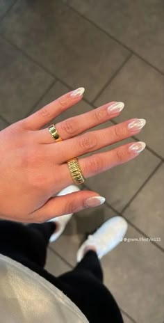 Pearlescent French Tips, French Tip With Pearl Chrome, Bridal Chrome Nails, November Nails Fall Dip, Glazed Donut Nails French Tip, French Manicure Chrome, French Pearl Nails, Dip French Tip Nails, French Manicure With Chrome