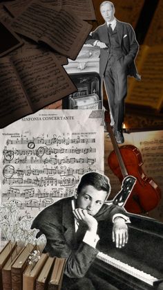 images of Sergey Prokofiev surrounded by his music and several books for aesthetic Classic Piano, Trumpet Sheet Music, 20th Century Music, Violin Art, Saxophone Sheet Music, Flute Sheet Music, Violin Sheet, Violin Sheet Music