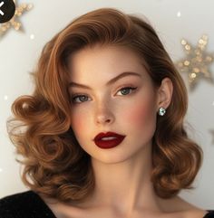 Hair For Christmas Party, Classic Hollywood Hair, Vintage Hair Wedding, Hollywood Glam Curls, Elegant Hairstyles For Medium Hair, Hollywood Hairstyle, 40s Hair, Glam Hairstyle, Old Hollywood Hair