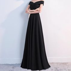 Black Off Shoulder Long Evening Dress (Elegant) Chic Off Shoulder Floor-length Prom Dress, Elegant Floor-length Off Shoulder Dress For Evening, Elegant Floor-length Off Shoulder Dress For Banquet, Chic Floor-length Off Shoulder Prom Dress, Chic Off-shoulder Floor-length Dress For Prom, Chic Floor-length Off-shoulder Prom Dress, Elegant Black Off Shoulder Dress For Wedding, Elegant Black Off-shoulder Dress For Wedding, Elegant Black Off Shoulder Evening Dress