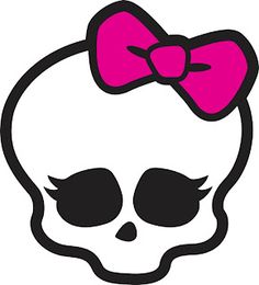 a skull with a pink bow on it's head