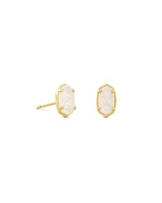 Emilie Gold Stud Earrings in Iridescent Drusy | Kendra Scott Curated Ear, Kendra Scott Earrings, Gold Stud Earrings, Gold Stud, Brass Material, Gold Studs, Gold Earrings Studs, Kendra Scott, Jewelry Bags