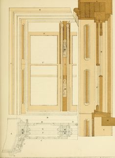 an architectural drawing of a window and door frame with the top section cut out to show details