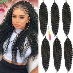 Eve Black 30 inches Ocean Wave Braiding Crochet Synthetic Hair Extensi – Bella Chic Hair & Beauty Deep Wave Crochet Hair, Curly Crochet Hair, Ocean Wave Crochet Hair, Wave Crochet, Curly Crochet Hair Styles