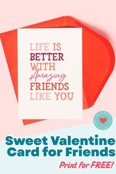 Looking to spread love to your friends this Valentine's Day? Check out our collection of free printable Valentine cards designed especially for friends! Show your appreciation and celebrate friendship with these heartfelt and fun card designs. Whether you're looking for a sentimental message or a cute design, we've got you covered. Send some love their way with a sweet greeting that will warm their hearts. Download and print your favorite valentine's day card for friends now and make this year's