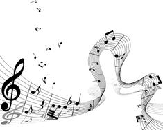 an abstract music background with musical notes and clefs on the white background illustration