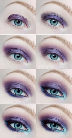 Witajcie :) Dziś makijaż krok po kroku inspirowany DISCO Dlaczego akurat disco...? :> Przy tworzeniu tego makijażu weszło... Blue Eye Makeup Tutorial, Galaxy Makeup, Drag Make-up, Make Up Tutorials, Purple Eye Makeup, Makeup 101, Smink Inspiration, Hooded Eye Makeup, Makijaż Smokey Eye