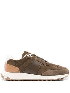 coffee brown calf suede panelled design leather panels round toe perforated toebox side stripe detailing logo patch at the tongue contrasting heel counter padded ankle branded leather insole contrasting flat rubber sole front lace-up fastening Brown Calf Leather Sneakers With Contrast Sole, Modern Low-top Sneakers With Brogue Detailing, Classic Brown Suede Sneakers, Luxury Brown Leather High-top Sneakers, Brown High-top Calf Leather Sneakers, Lace-up Calf Leather Sneakers With Brogue Detailing, Classic Brown Sneakers With Perforations, Brown Leather High-top Sneakers With Perforated Toe Box, Low-top Suede Sneakers With Brogue Detailing