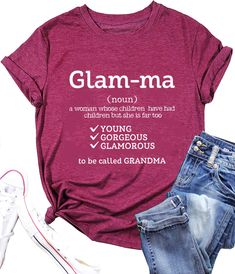 a t - shirt with the words glam - ma written in different languages on it