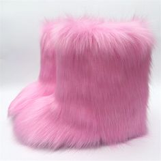 Olivia Mark - Chic Faux Fur Suede Shibuya Thick Tube Snow Boots Pink Fur Boots, Winter Baddie, Kids Leather Shoes, Kids Snow Boots, Winter Pattern, Wearing Style, Pink Fur, Pink Boots, Faux Fur Boots