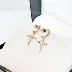 Small 18k Gold Cross Religious Catholic Christian Cubic Zirconia Earrings Women Cross 18k Yellow Gold Plated Drop Earrings With Dazzling Cubic Zirconias. Add An Edgy Look To Your Outfit With A Pair Of Light-Weight Cross Earrings. Earring Height 1 1/4”” Length 1/2” - Hypoallergenic - 18k Gold Plated - Height Width #Jesus #Communion #Confirmation #Baptism #Christining Crossearrings Crucifix Blessed Prayers Praying Protection Christian Catholic 18k Gold Cross Earrings - Small Hoop Earrings - Dangle Luxury Pierced Diamond Earrings As Gift, Gold Diamond Earrings For Anniversary, Gold Tarnish Resistant Diamond Earrings, Gold Tarnish-resistant Diamond Earrings, Gold Diamond-cut Diamond Earrings, Gold Plated Diamond White Drop Earrings, Gold Diamond-cut Earrings, Gold Sterling Silver Diamond Earrings With Accents, Gold Diamond Earrings Tarnish Resistant