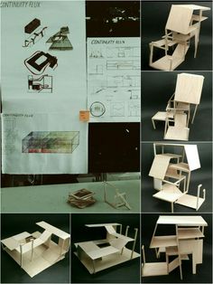 several pictures of different types of furniture made out of plywood