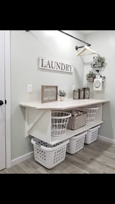 the laundry room is clean and ready to be used as a storage area for clothes