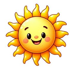 a cartoon sun smiling with its eyes wide open and big smile on it's face