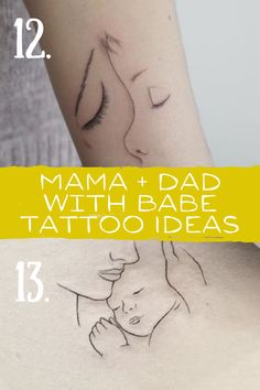 a woman's arm with the words mama and dad tattoo ideas on it, next to an image of her breast