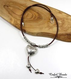 Boho Leather Heart Necklace Silver Heart Pendant With Leather Fringe on Leather Cord Silver Heart Necklace LN12 - Etsy Heart Necklace Silver, Beads Craft Jewelry, Vintage Pendant Necklace, Leather Heart, Cottage Grove, Boys Jewelry, Leather Corded Necklace, Mens Jewelry Necklace, Silver Heart Pendant