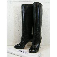 Black Leather "Karenina" Tall Boots By Christian Dior Made In Italy 100% Authentic, Guaranteed!!!!! Incredibly Buttery Soft Beautiful Luxurious Black Leather Leather Sole Leather Insole Knee High Patent Leather Woven Detail 1" Patent Leather Platform 20.5" Tall Floor To The Top Of The Boots. Circumference At Top Is About 15". 5" Heel Retail Price: $1240 - Print On The Box Sticker Size 41-Print On The Boots And Box These Boots Are Stunning! A Must-Have For Any Fashionista!!! Note !! These Shoes C Luxury Party Boots, Luxury High Heel Boots For Formal Occasions, Luxury Patent Leather Evening Boots, Luxury Patent Leather Boots For Evening, Luxury Patent Leather Boots For Formal Occasions, Luxury Patent Leather Boots, Luxury Closed Toe Evening Boots, Luxury Evening Boots With Round Toe, Luxury Closed Toe Boots For Evening