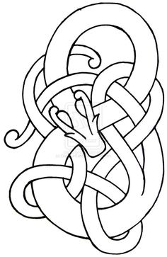 an image of a celtic knoted design with the head of a dragon on it