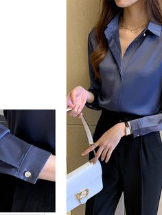 Elegant Long Sleeve Satin Blouse Shirt Blouses 2022, Satin Blouse Shirts, Female Shirts, Long Sleeve Fashion, Ladies Tops, Sleeve Fashion, Satin Blouse, Satin Top, Fashion Woman