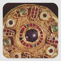 Round brooch Square Sticker Size: Small, 1½ inch. Color: gold. Gender: unisex. Age Group: adult. Inlaid Jewelry, Early Medieval, Tiffany Jewelry, Ancient Jewelry, Cloisonne Enamel, Large Picture Frames, Viking Jewelry, Dark Ages, Florence Italy