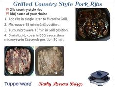 an advertisement for grilled country style pork ribs with instructions on how to cook them