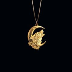 Wolf Moon Pendant - johnnysaintstudio Wolf And Moon, Wolf Pendant Necklace, Glowing Moon, Wolf Pendant, Phoenix Pendant, Wolves Pendants, Wolf Necklace, Moon Crescent, Necklace Moon