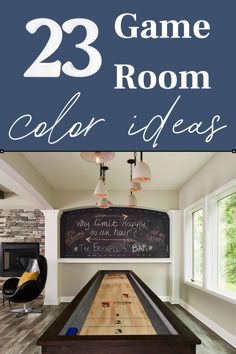 an image of a game room with the title overlay that reads, 23 game room color ideas