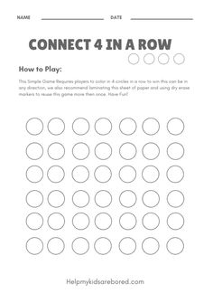 an activity sheet for kids to learn how to play the game connect 4 in a row