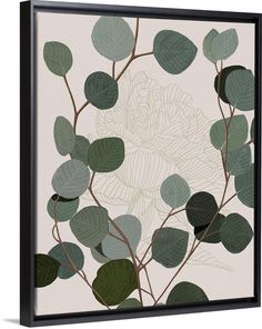 a painting with green leaves on it